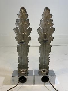Serge Roche ART DECO CHROMED BRONZE ACANTHUS LEAF TABLE LAMPS IN THE MANNER OF SERGE ROCHE - 932296