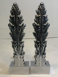 Serge Roche ART DECO CHROMED BRONZE ACANTHUS LEAF TABLE LAMPS IN THE MANNER OF SERGE ROCHE - 932298