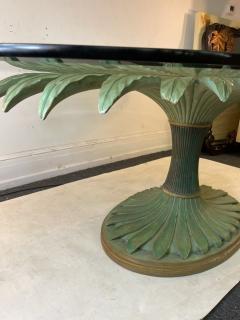 Serge Roche EXCEPTIONAL PALM FROND CARVED GILT GREEN WOOD DINING TABLE AND CHAIRS - 2481748