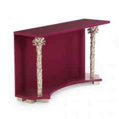 Serge Roche French carved silver giltwood palm console in manner of Serge Roche C 1980  - 4140838