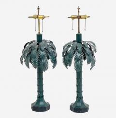 Serge Roche Large Pair of Mid Century Modern Maison Jansen Style Palm Tree Lamps Metal - 3414306