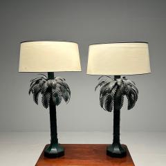 Serge Roche Large Pair of Mid Century Modern Maison Jansen Style Palm Tree Lamps Metal - 3414307