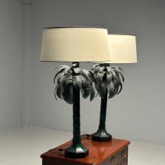 Serge Roche Large Pair of Mid Century Modern Maison Jansen Style Palm Tree Lamps Metal - 3414309