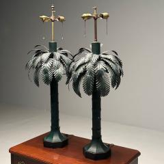 Serge Roche Large Pair of Mid Century Modern Maison Jansen Style Palm Tree Lamps Metal - 3414313