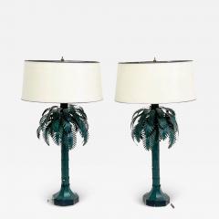 Serge Roche Large Pair of Mid Century Modern Maison Jansen Style Palm Tree Lamps Metal - 3419321