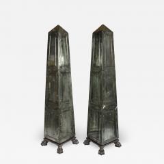 Serge Roche Pair of Monumental Neoclassical glomis Mirrored Obelisks - 3302370