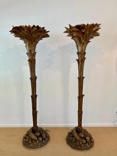 Serge Roche Patinated Resin Plaster Palm Torchieres in the Manner of Serge Roche Pair - 4641266