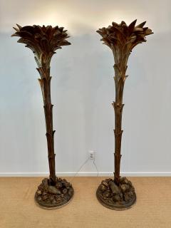 Serge Roche Patinated Resin Plaster Palm Torchieres in the Manner of Serge Roche Pair - 4641373