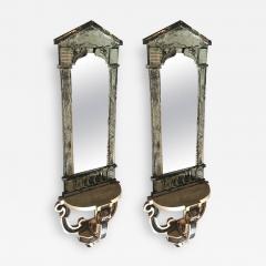 Serge Roche Serge Roche Attributed Pair of 1940s Baroque Oxidized Mirror Wall Consoles - 383224