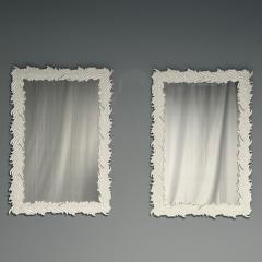 Serge Roche Serge Roche Style Contemporary Rectangular Leaf Wall Mirrors White Lacquer - 3677841