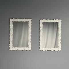Serge Roche Serge Roche Style Contemporary Rectangular Leaf Wall Mirrors White Lacquer - 3677842
