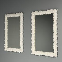 Serge Roche Serge Roche Style Contemporary Rectangular Leaf Wall Mirrors White Lacquer - 3677844
