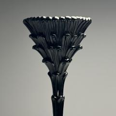Serge Roche Serge Roche Style Mid Century Modern Palm Leaf Floor Lamps Black Lacquer - 3709790