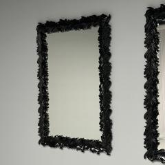 Serge Roche Serge Roche Style Modern Rectangular Leaf Wall Mirrors Black Lacquer - 3777775