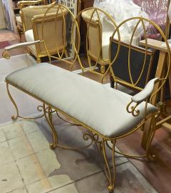 Serge Roche Serge Roche french forties gold leaf and silk satin cover love settee - 1857445