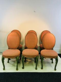 Serge Roche Set of Six Chairs with Carved Wood Frames in the Manner of Serge Roche - 1072764