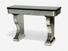 Serge Roche Style Distressed Glass Painted Wood Mirrored Console Tables - 4323859