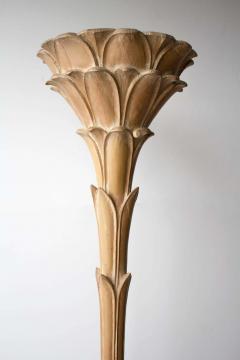 Serge Roche Torchiere Floor Lamps after Serge Roche Hand Carved Limed Oak Palm Trees 1940s - 2414154