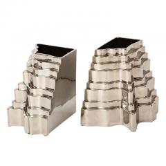 Sergio Asti Sergio Asti Collina Vases Ceramic Metallic Silver Chrome Signed - 2754440