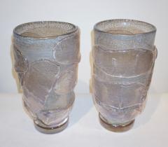 Sergio Costantini 1990s Costantini Italian Pair of Silver Gray Pink Murano Alexandrite Glass Vases - 742790