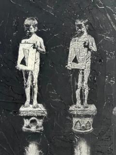 Sergio Daniel Blatto Vintage Sergio Daniel Blatto Figurative Black White Painting - 3896297