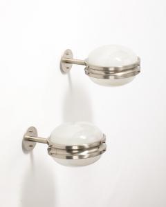 Sergio Mazza Glass and Chromed Steel Gamma Sconces by Sergio Mazza Italy c 1960 - 3900477