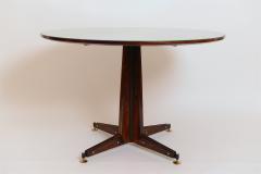 Sergio Mazza Italian Circular Rosewood Dining Table with Glass Inlay c 1950 - 1089358