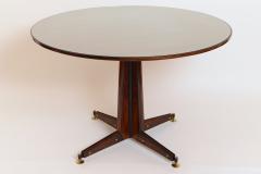 Sergio Mazza Italian Circular Rosewood Dining Table with Glass Inlay c 1950 - 1089362