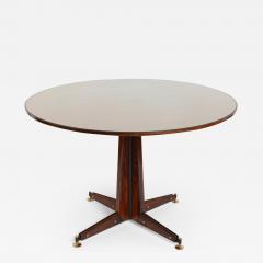 Sergio Mazza Italian Circular Rosewood Dining Table with Glass Inlay c 1950 - 1090891