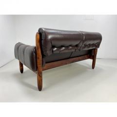 Sergio Rodrigues 1970 s Leather Brazilian Sofa Settee - 2926870