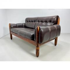 Sergio Rodrigues 1970 s Leather Brazilian Sofa Settee - 2926873