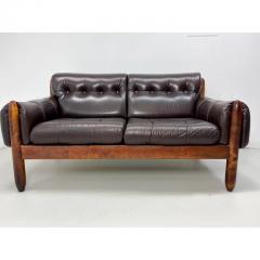 Sergio Rodrigues 1970 s Leather Brazilian Sofa Settee - 2926895