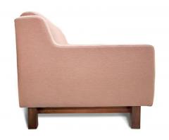 Sergio Rodrigues Brazilian Modern 3 Seat Sofa in Salmon Linen Hardwood Sergio Rodrigues 1960 - 3187005