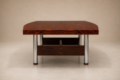 Sergio Rodrigues Brazilian Modern Beg Dining Table in Brazilian Rosewood and Chrome - 4692736