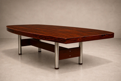 Sergio Rodrigues Brazilian Modern Beg Dining Table in Brazilian Rosewood and Chrome - 4692743