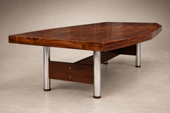 Sergio Rodrigues Brazilian Modern Beg Dining Table in Brazilian Rosewood and Chrome - 4692750