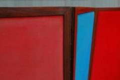 Sergio Rodrigues Brazilian Modern Room Divider in Hardwood Leather by Sergio Rodrigues 1960s - 3186612