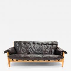 Sergio Rodrigues Brazilian Modern Sheriff Sofa in Dark Espresso Leather by Sergio Rodrigues - 3444402