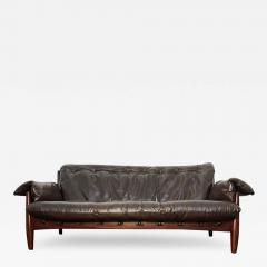 Sergio Rodrigues Brazilian Modern Sheriff Sofa in Espresso Leather by Sergio Rodrigues - 3782120