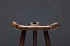 Sergio Rodrigues Brutalist Tripod Bar Stools in Spanish Oak Spain 1970s - 3662163