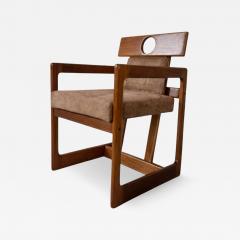 Sergio Rodrigues Cuiaba Dining Chair with Armrests in Hardwood Fabric Lot 672 - 4634535