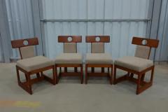 Sergio Rodrigues Cuiaba Set of of 4 Chairs in Hardwood and Fabric by Sergio Rodrigues 1970 s - 3488481