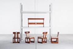 Sergio Rodrigues Cuiaba Set of of 4 Chairs in Hardwood and Fabric by Sergio Rodrigues 1970 s - 3488515