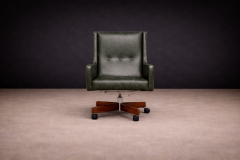 Sergio Rodrigues Holperin Armchair in Green Leather Rosewood Sergio Rodrigues for Oca 1962 - 4548507
