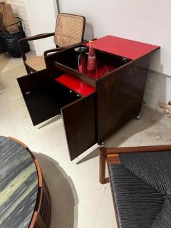 Sergio Rodrigues Mid Century Modern Bar Cart in Hardwood Red Shelves by Sergio Rodrigues Brazil - 3184004
