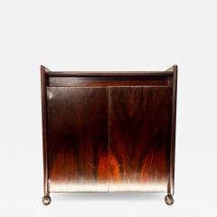 Sergio Rodrigues Mid Century Modern Bar Cart in Hardwood Red Shelves by Sergio Rodrigues Brazil - 3190694