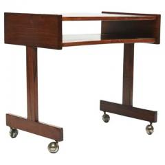 Sergio Rodrigues Midcentury Modern Console in Hardwood Chrome Wheels Sergio Rodrigues Brazil - 3183889