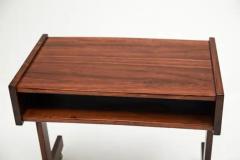 Sergio Rodrigues Midcentury Modern Console in Hardwood Chrome Wheels Sergio Rodrigues Brazil - 3183917