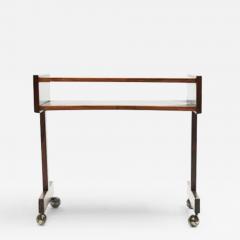 Sergio Rodrigues Midcentury Modern Console in Hardwood Chrome Wheels Sergio Rodrigues Brazil - 3193418