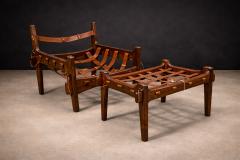 Sergio Rodrigues Moleca Lounge Chair Ottoman in Rosewood Leather Sergio Rodrigues Brazil - 4635847